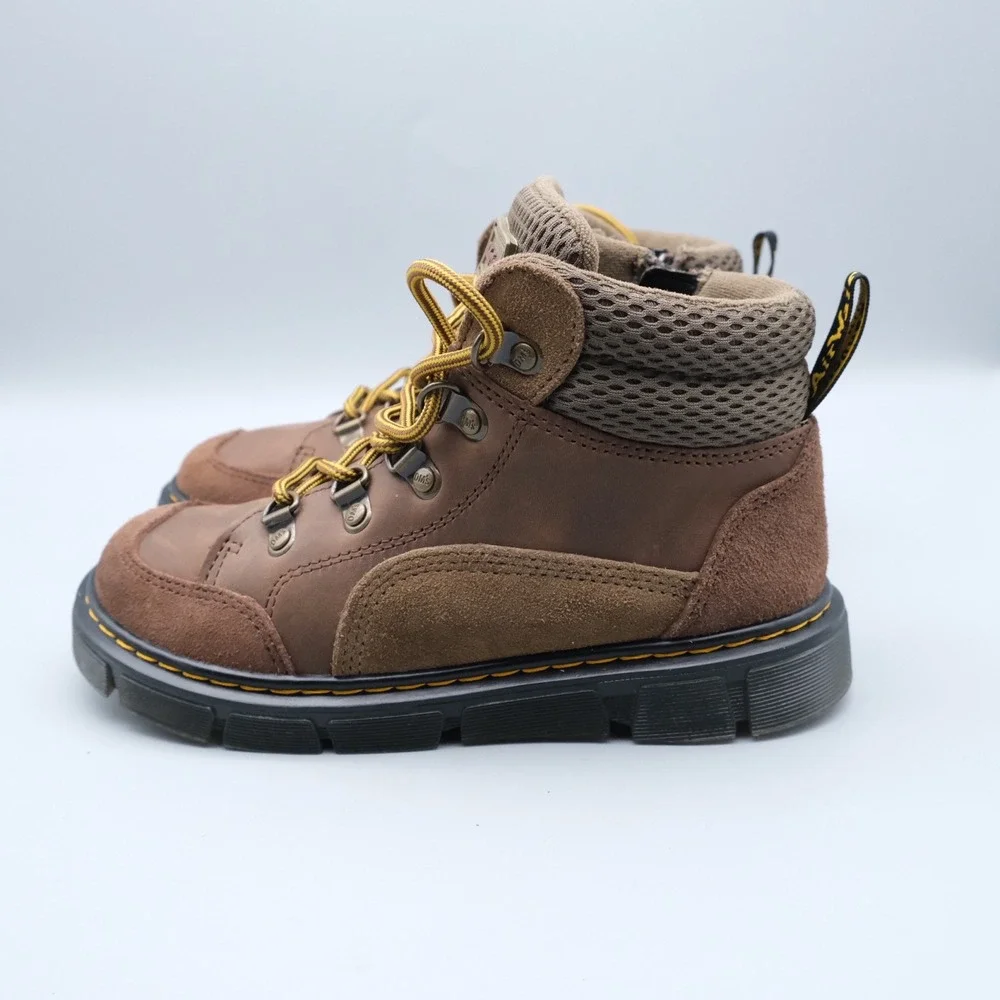 Dr Martens Raffe Panel Boot J Kids Brown Leather Suede Hiking Style Size 3 US